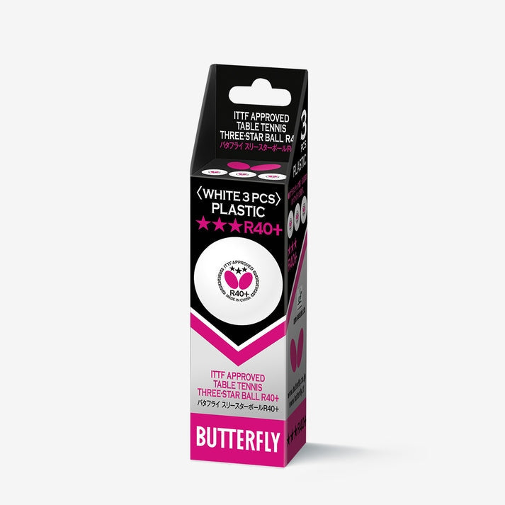 Butterfly 3 Star Table Tennis Balls R40+ White