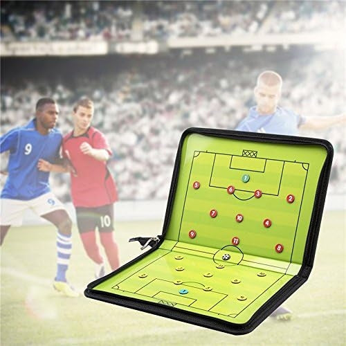 SPPHOENIX Foldable Football Coach Tactics Board Double-Sided Magnetic Coaching Clipboard, Strategy Planning Book Set