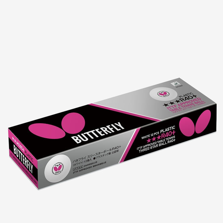 Butterfly 3 Star Table Tennis Balls R40+ White