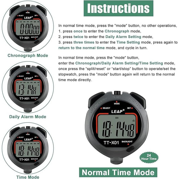 LEAP Digital Stopwatch Timer Large Display StopWatch TT-X01