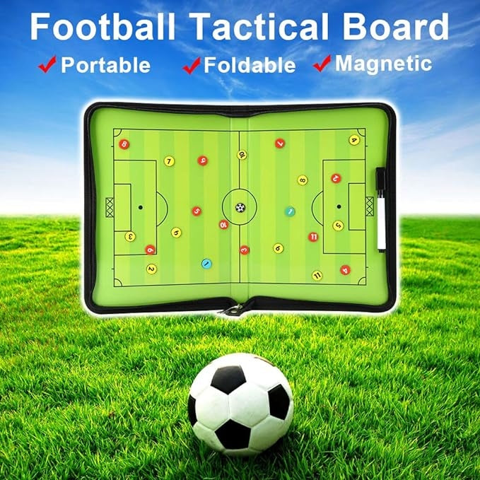 SPPHOENIX Foldable Football Coach Tactics Board Double-Sided Magnetic Coaching Clipboard, Strategy Planning Book Set