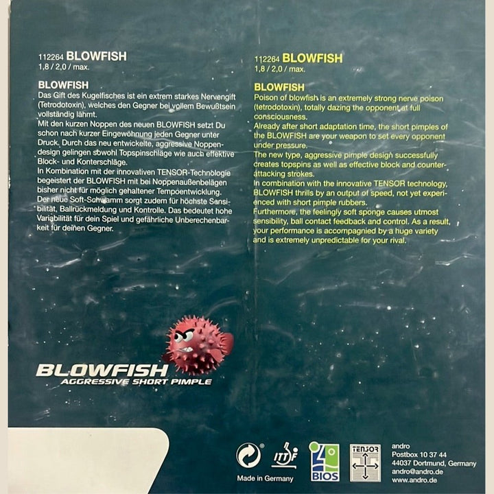 Andro Blowfish Table Tennis rubber