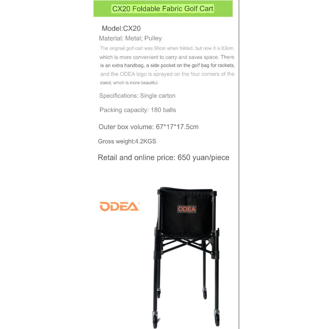 ODEA 180 Tennis Ball Baskets Foldable Cart Trolley