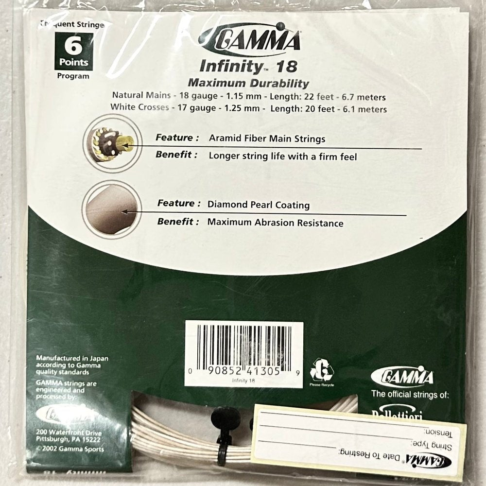 Gamma Infinity 17G/18G Tennis String Natural