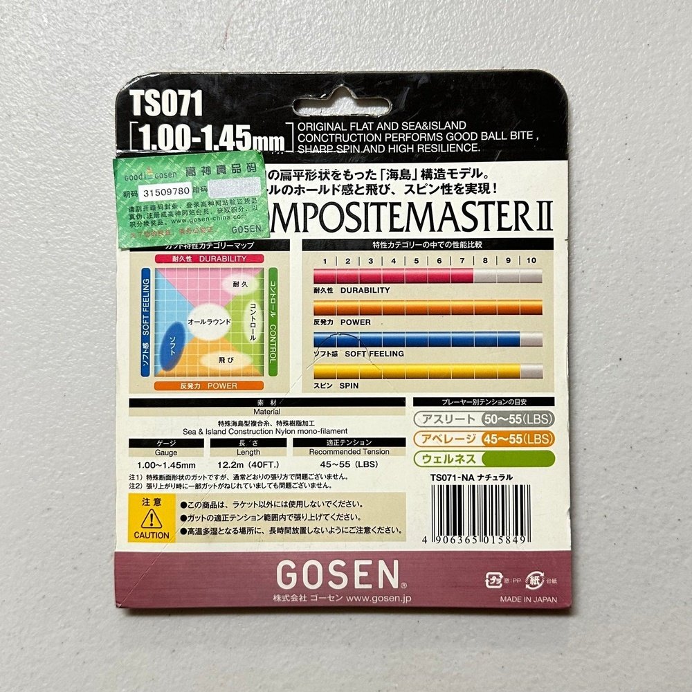 Gosen Tennis String Compositemaster I,Powermaster II,Polymaster I