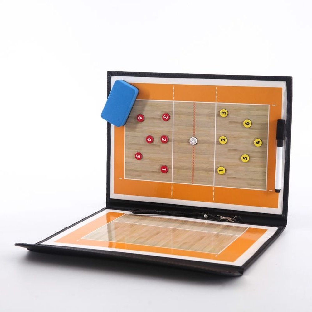 SPPHOENIX Foldable Volleyball Coach Tactics Board - Double-Sided Magnetic Coaching Clipboard, Strategy Planning Book Set