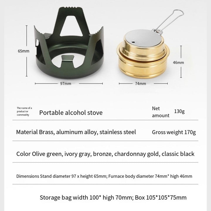 Outdoor Alcohol Stove Kit Camping Stove Safety Lightweight Portable Gold Stove