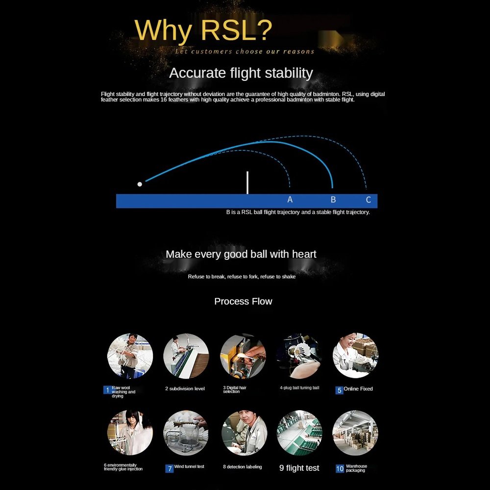 RSL Classic Badminton Shuttlecock Gooes Feather Top Class For Yourney