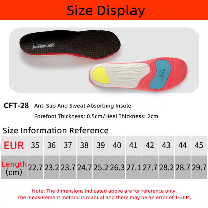 Kawasaki Breathable Insole For Men And Women Sweat-absorbing Breathable Sports Insoles CFT-28