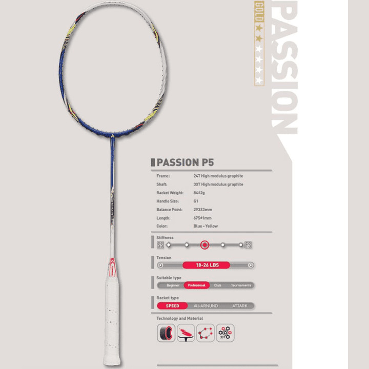 Kawasaki Passion P5 Badminton Racket 83g max 26lbs