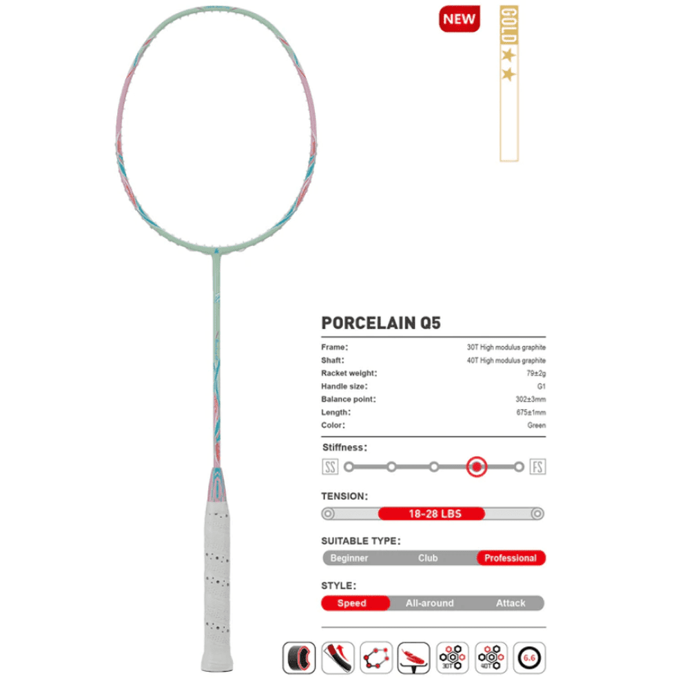 Kawasaki Porcelain Q5 Badminton Racket 83g max 30lbs