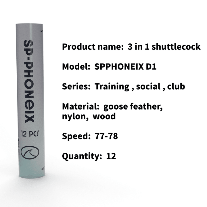 SPPHONEIX D1 Badminton Shuttlecocks Goose Feather 12pcs  Professional 3 In 1