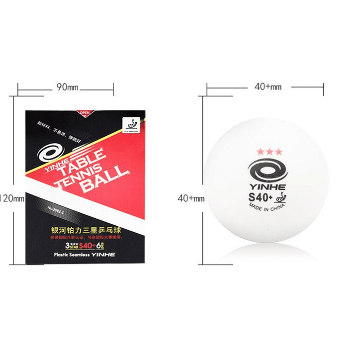 YINHE 3-Star S40+ Table Tennis Ball 9333-S(Red) ITTF Apppoved Plastic Seamless Very Durable